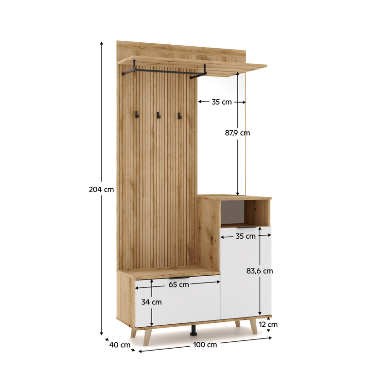 Casa si Gradina - Mobilier - Dulapuri si sifoniere - Dulapuri - Set pentru hol, stejar evoke/alb, NODRI - Infinity.ro