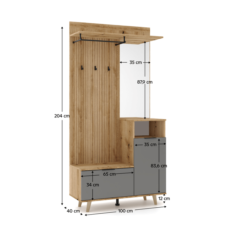 Casa si Gradina - Mobilier - Dulapuri si sifoniere - Dulapuri - Set pentru hol, stejar evoke/grafit, NODRI - Infinity.ro