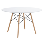 Casa si Gradina - Mobilier - Mese si birouri - Mese bucatarie si dining - Masa dining, alb mat/fag, diametru 120 cm, DEMIN NEW - Infinity.ro