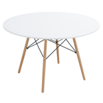 Casa si Gradina - Mobilier - Mese si birouri - Mese bucatarie si dining - Masa dining, alb mat/fag, diametru 120 cm, DEMIN NEW - Infinity.ro