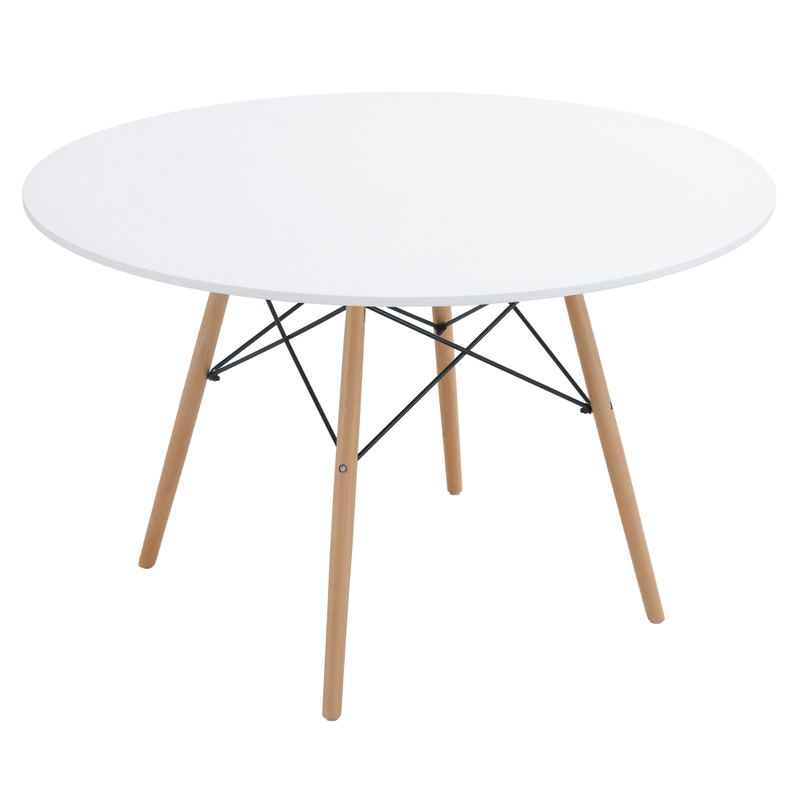 Casa si Gradina - Mobilier - Mese si birouri - Mese bucatarie si dining - Masa dining, alb mat/fag, diametru 120 cm, DEMIN NEW - Infinity.ro