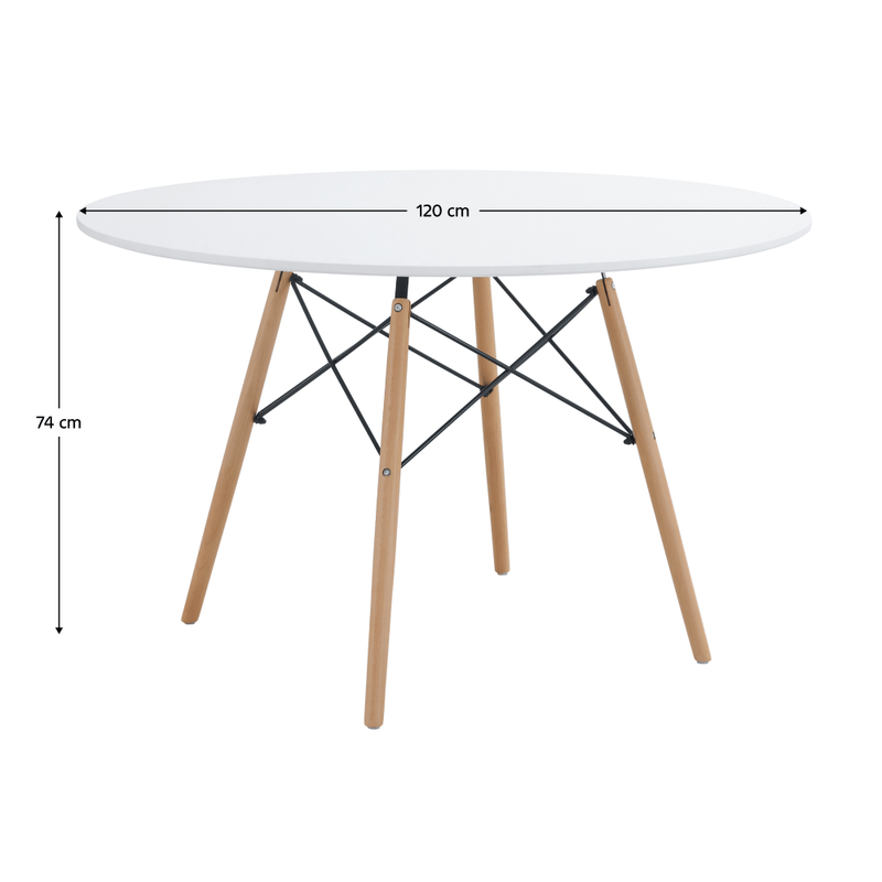 Casa si Gradina - Mobilier - Mese si birouri - Mese bucatarie si dining - Masa dining, alb mat/fag, diametru 120 cm, DEMIN NEW - Infinity.ro