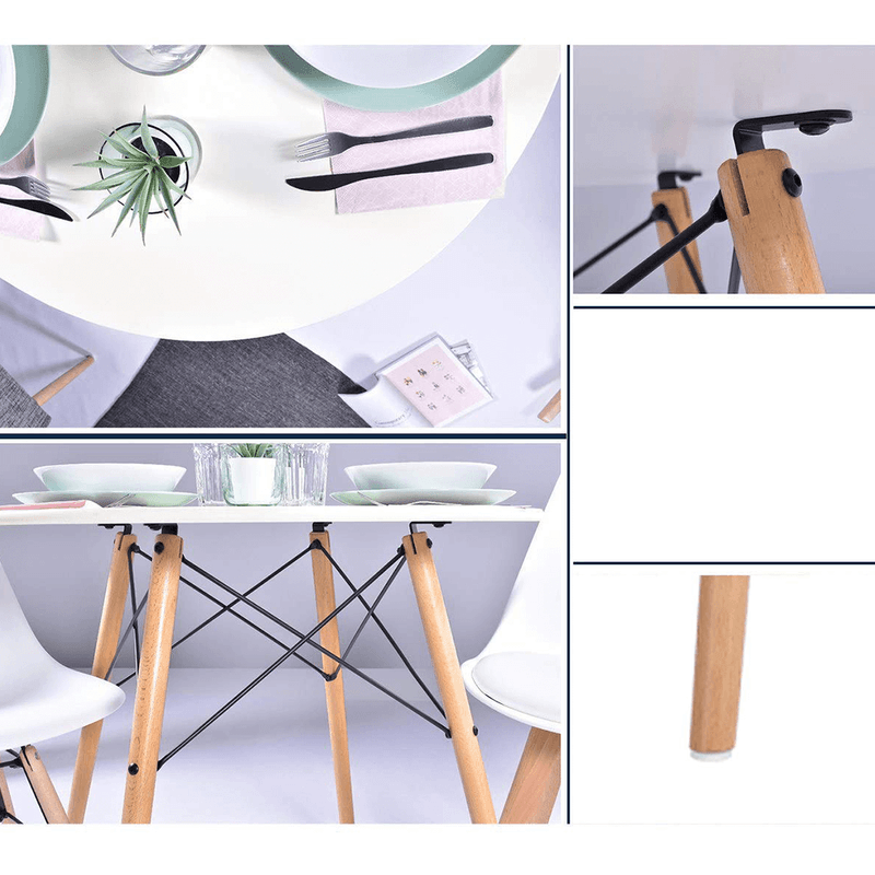 Casa si Gradina - Mobilier - Mese si birouri - Mese bucatarie si dining - Masa dining, alb mat/fag, diametru 120 cm, DEMIN NEW - Infinity.ro