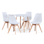 Casa si Gradina - Mobilier - Mese si birouri - Mese bucatarie si dining - Masa dining, alb/fag, diametru 80 cm, ELCAN NEW TYP 2 - Infinity.ro