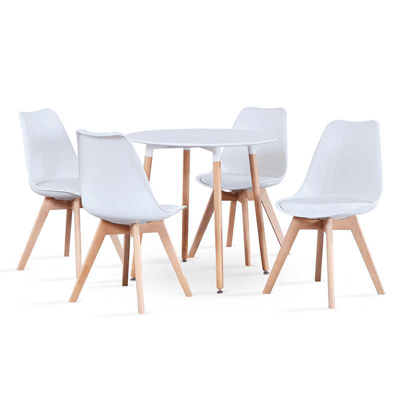 Casa si Gradina - Mobilier - Mese si birouri - Mese bucatarie si dining - Masa dining, alb/fag, diametru 80 cm, ELCAN NEW TYP 2 - Infinity.ro