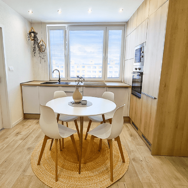 Casa si Gradina - Mobilier - Mese si birouri - Mese bucatarie si dining - Masa dining, alb/fag, diametru 80 cm, ELCAN NEW TYP 2 - Infinity.ro