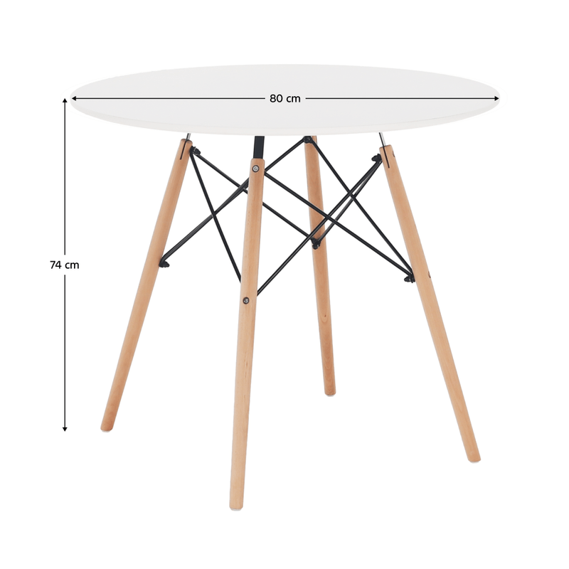 Casa si Gradina - Mobilier - Mese si birouri - Mese bucatarie si dining - Masa de bucatarie,  alba/fag, diametru 80 cm, GAMIN 2 NEW 80 - Infinity.ro