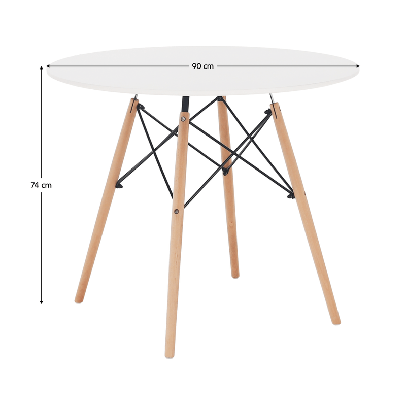 Casa si Gradina - Mobilier - Mese si birouri - Mese bucatarie si dining - Masa de bucatarie, alba/fag, diametru 90 cm, GAMIN 2 NEW 90 - Infinity.ro