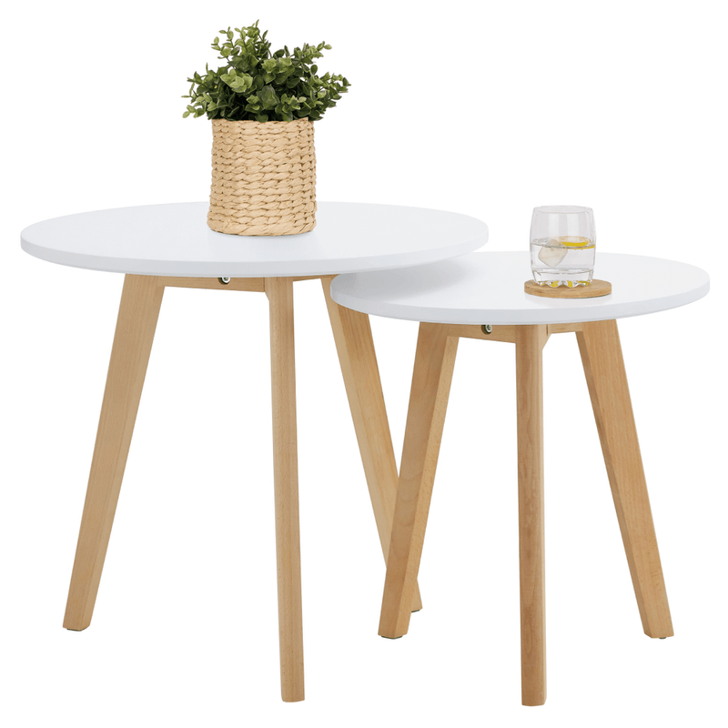 Casa si Gradina - Mobilier - Mese si birouri - Masute de cafea - Set 2 masute pt. cafea, alb/fag, MALTO 2 NEW - Infinity.ro