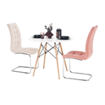 Casa si Gradina - Mobilier - Mese si birouri - Mese bucatarie si dining - Masa de bucatarie, alba/fag, diametru 90 cm, GAMIN 2 NEW 90 - Infinity.ro