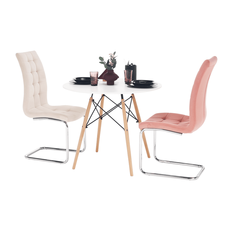 Casa si Gradina - Mobilier - Mese si birouri - Mese bucatarie si dining - Masa de bucatarie, alba/fag, diametru 90 cm, GAMIN 2 NEW 90 - Infinity.ro
