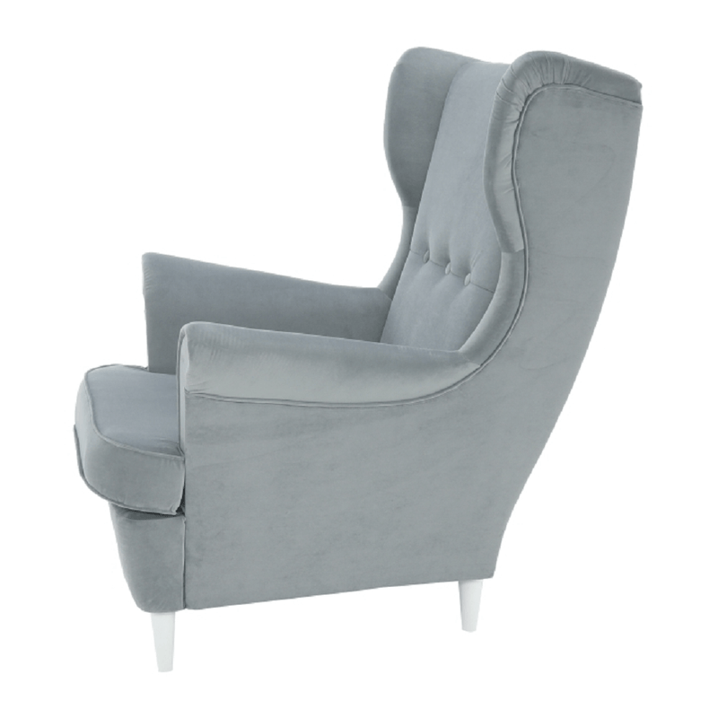 Casa si Gradina - Mobilier - Scaune si fotolii - Fotolii - Fotoliu, material textil gri deschis/alb, RUFINO 3 NEW - Infinity.ro