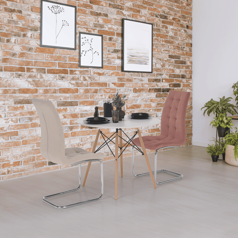 Casa si Gradina - Mobilier - Mese si birouri - Mese bucatarie si dining - Masa de bucatarie, alba/fag, diametru 90 cm, GAMIN 2 NEW 90 - Infinity.ro