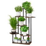 Casa si Gradina - Gradinarit si plante - Plante si ghivece - Ghivece si suporturi - Suport de flori din metal, negru/lemn rustic, ADITE TIP 2 - Infinity.ro
