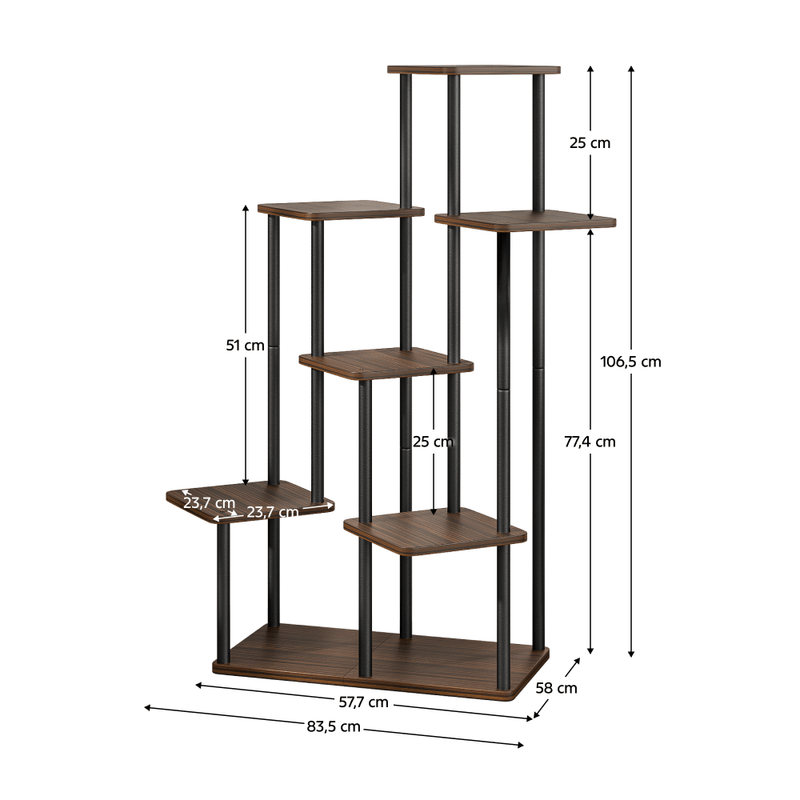 Casa si Gradina - Gradinarit si plante - Plante si ghivece - Ghivece si suporturi - Suport de flori din metal, negru/lemn rustic, ADITE TIP 2 - Infinity.ro