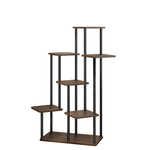 Casa si Gradina - Gradinarit si plante - Plante si ghivece - Ghivece si suporturi - Suport de flori din metal, negru/lemn rustic, ADITE TIP 2 - Infinity.ro