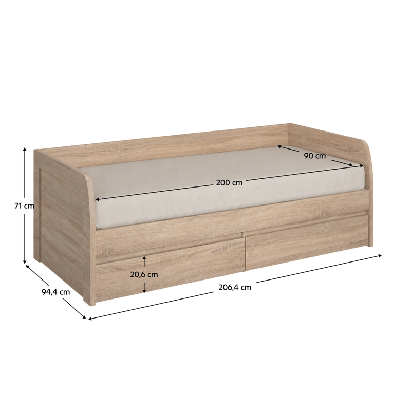 Casa si Gradina - Mobilier - Paturi si accesorii - Paturi - Pat 2S, 90x200, stejar sonoma, NORTY TYP 28 - Infinity.ro