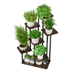 Casa si Gradina - Gradinarit si plante - Plante si ghivece - Ghivece si suporturi - Suport de flori din metal, negru/lemn rustic, ADITE TIP 2 - Infinity.ro