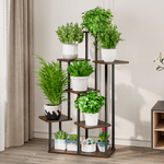 Casa si Gradina - Gradinarit si plante - Plante si ghivece - Ghivece si suporturi - Suport de flori din metal, negru/lemn rustic, ADITE TIP 2 - Infinity.ro