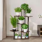 Casa si Gradina - Gradinarit si plante - Plante si ghivece - Ghivece si suporturi - Suport de flori din metal, negru/lemn rustic, ADITE TIP 2 - Infinity.ro