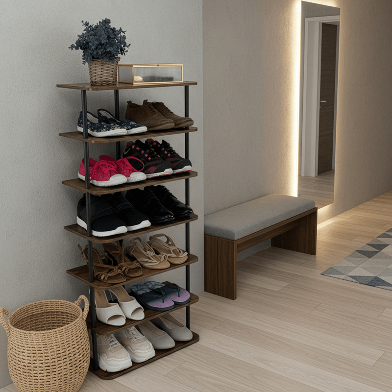 Casa si Gradina - Mobilier - Biblioteci si rafturi - Etajere - Raft multifunctional, negru/lemn rustic, ETUDA TIP 2 - Infinity.ro