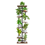 Casa si Gradina - Gradinarit si plante - Plante si ghivece - Ghivece si suporturi - Suport de flori, negru/lemn rustic, LEDOR TIP 4 - Infinity.ro
