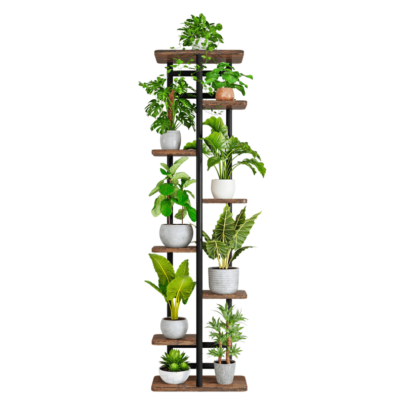 Casa si Gradina - Gradinarit si plante - Plante si ghivece - Ghivece si suporturi - Suport de flori, negru/lemn rustic, LEDOR TIP 4 - Infinity.ro