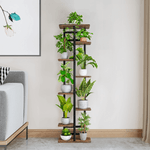 Casa si Gradina - Gradinarit si plante - Plante si ghivece - Ghivece si suporturi - Suport de flori, negru/lemn rustic, LEDOR TIP 4 - Infinity.ro