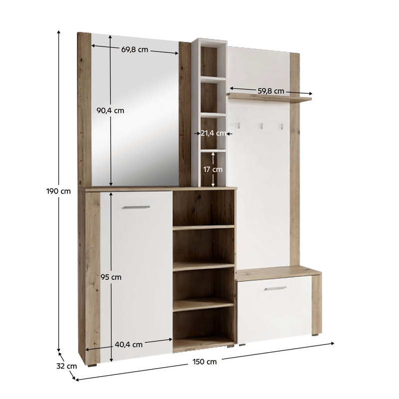 Casa si Gradina - Mobilier - Dulapuri si sifoniere - Dulapuri - Set pentru anticamera, alb/stejar artisan, FANDU - Infinity.ro