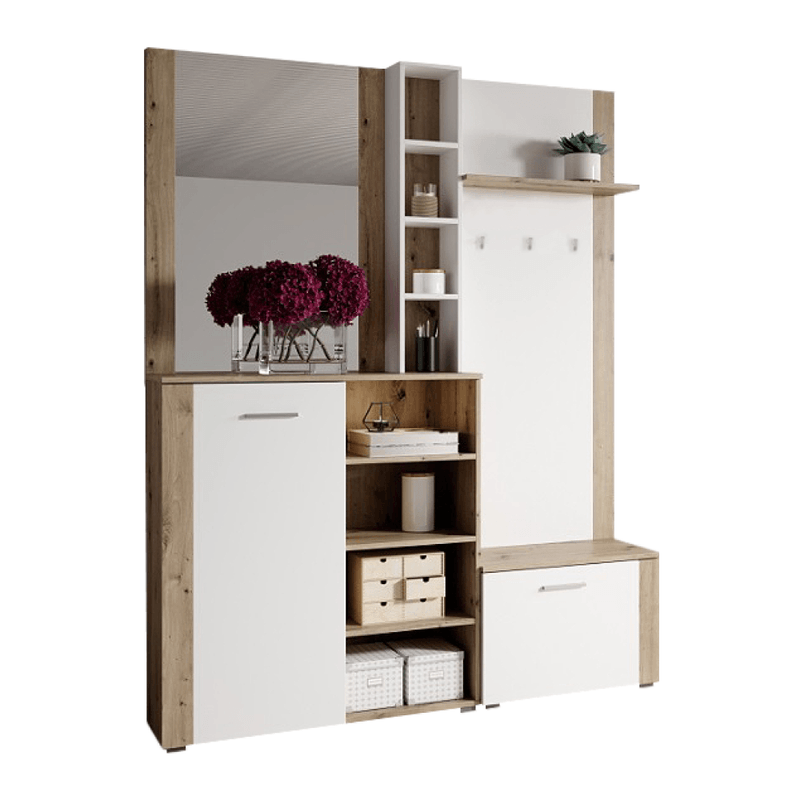 Casa si Gradina - Mobilier - Dulapuri si sifoniere - Dulapuri - Set pentru anticamera, alb/stejar artisan, FANDU - Infinity.ro