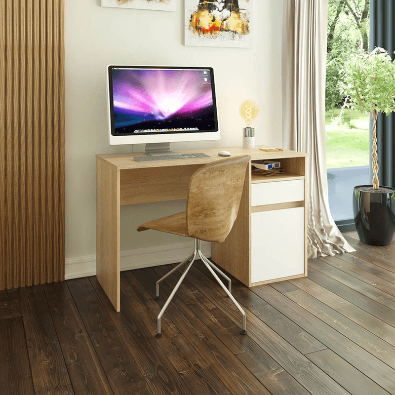 Casa si Gradina - Mobilier - Mese si birouri - Birouri - Masa pentru calculator, stejar sonoma/alb, BILI NEW - Infinity.ro