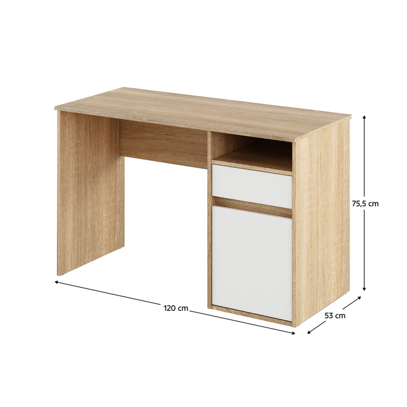 Casa si Gradina - Mobilier - Mese si birouri - Birouri - Masa pentru calculator, stejar sonoma/alb, BILI NEW - Infinity.ro