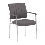 Casa si Gradina - Mobilier - Scaune si fotolii - Scaune - Scaun de sedinta, gri-brun Taupe, piele ecologica/crom, FLORIN - Infinity.ro