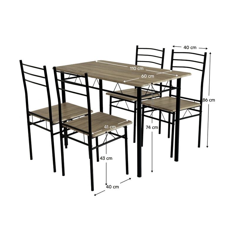 Casa si Gradina - Mobilier - Seturi de mobilier - Seturi mese si scaune - Set de sufragerie 1+4, stejar sonoma/negru, MAKO - Infinity.ro
