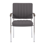 Casa si Gradina - Mobilier - Scaune si fotolii - Scaune - Scaun de sedinta, gri-brun Taupe, piele ecologica/crom, FLORIN - Infinity.ro