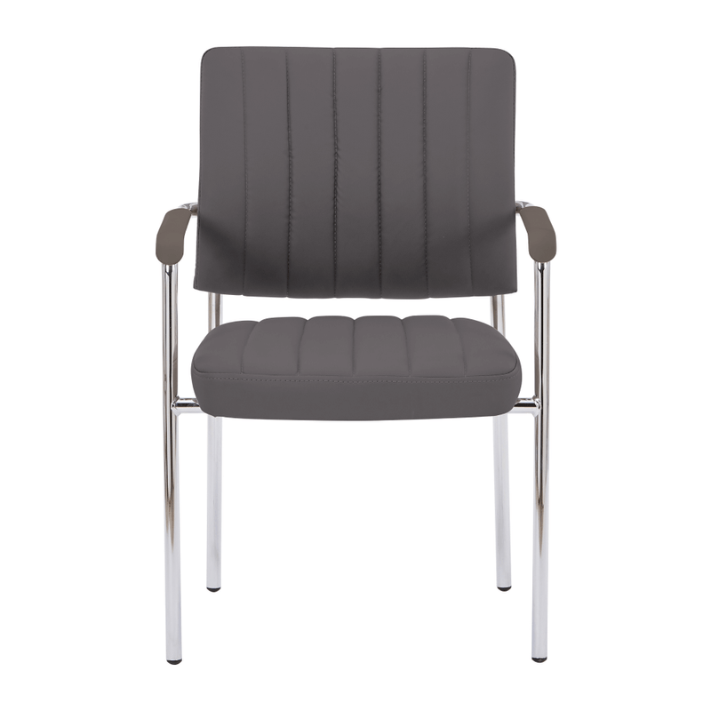 Casa si Gradina - Mobilier - Scaune si fotolii - Scaune - Scaun de sedinta, gri-brun Taupe, piele ecologica/crom, FLORIN - Infinity.ro