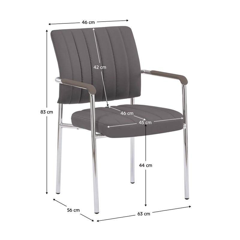 Casa si Gradina - Mobilier - Scaune si fotolii - Scaune - Scaun de sedinta, gri-brun Taupe, piele ecologica/crom, FLORIN - Infinity.ro