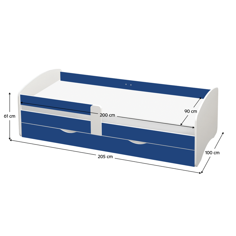 Casa si Gradina - Mobilier - Paturi si accesorii - Paturi - Pat cu lamele si spatiu de depozitare 90x200, alb/albastru, COCOLINO - Infinity.ro