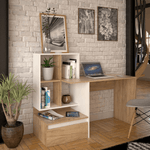 Casa si Gradina - Mobilier - Mese si birouri - Birouri - Masa PC, stejar artisan/alb, NEREO NEW - Infinity.ro