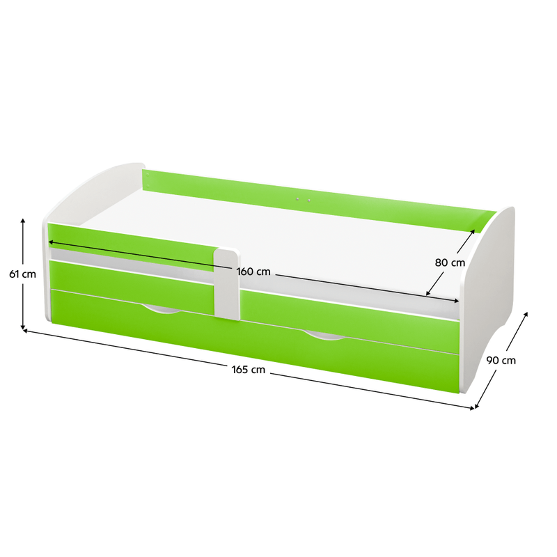 Casa si Gradina - Mobilier - Paturi si accesorii - Paturi - Pat cu somiera si spatiu de depozitare 80x160, alb/verde, COCOLINO - Infinity.ro