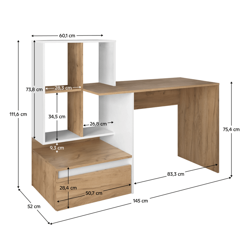 Casa si Gradina - Mobilier - Mese si birouri - Birouri - Masa PC, stejar artisan/alb, NEREO NEW - Infinity.ro