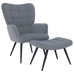 Casa si Gradina - Mobilier - Scaune si fotolii - Fotolii - Fotoliu cu suport pentru picioare, tesatura Velvet gri/negru, HABEN - Infinity.ro