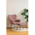 Casa si Gradina - Mobilier - Scaune si fotolii - Fotolii - Fotoliu cu suport pentru picioare, tesatura Velvet roz/stejar, HABEN - Infinity.ro