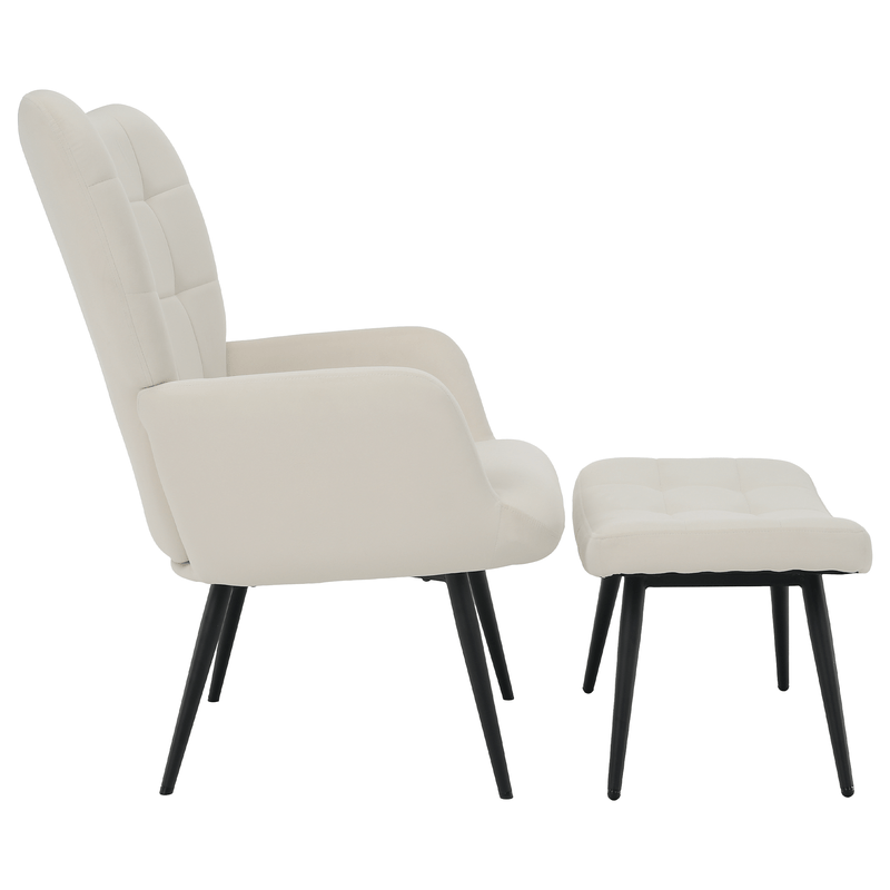 Casa si Gradina - Mobilier - Scaune si fotolii - Fotolii - Fotoliu cu suport pentru picioare, alb Velvet tesatura/negru, HABEN - Infinity.ro