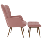 Casa si Gradina - Mobilier - Scaune si fotolii - Fotolii - Fotoliu cu suport pentru picioare, tesatura Velvet roz/stejar, HABEN - Infinity.ro