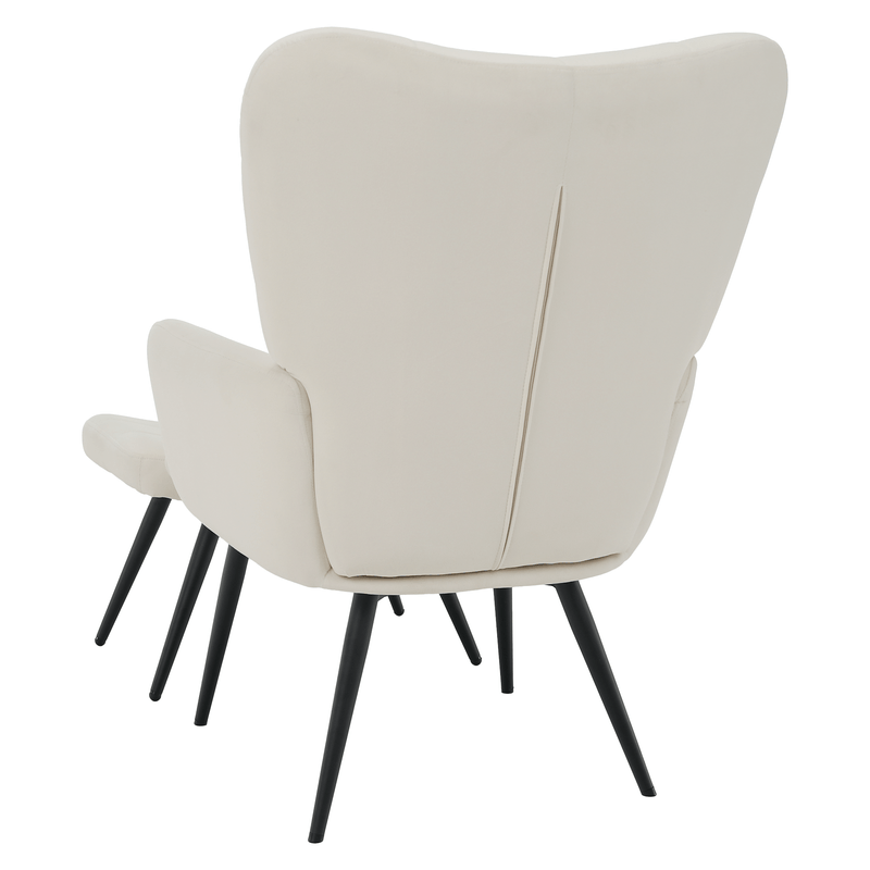Casa si Gradina - Mobilier - Scaune si fotolii - Fotolii - Fotoliu cu suport pentru picioare, alb Velvet tesatura/negru, HABEN - Infinity.ro