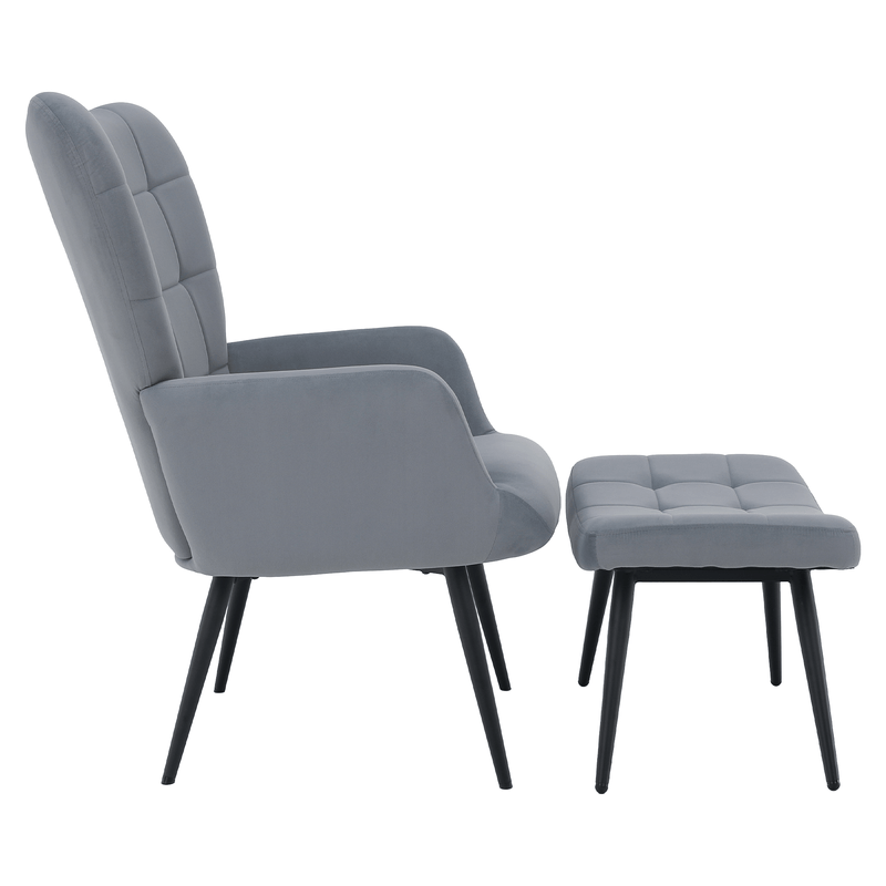 Casa si Gradina - Mobilier - Scaune si fotolii - Fotolii - Fotoliu cu suport pentru picioare, tesatura Velvet gri/negru, HABEN - Infinity.ro