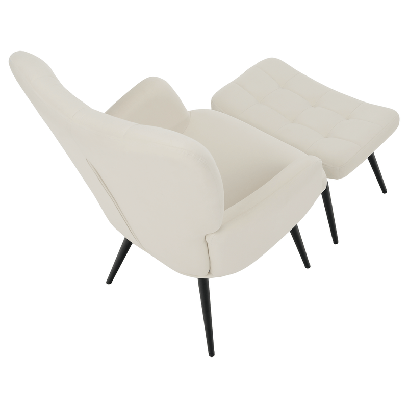 Casa si Gradina - Mobilier - Scaune si fotolii - Fotolii - Fotoliu cu suport pentru picioare, alb Velvet tesatura/negru, HABEN - Infinity.ro
