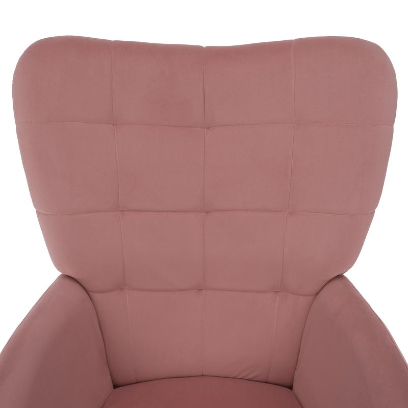 Casa si Gradina - Mobilier - Scaune si fotolii - Fotolii - Fotoliu cu suport pentru picioare, tesatura Velvet roz/stejar, HABEN - Infinity.ro