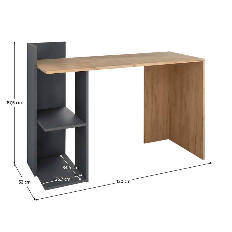 Casa si Gradina - Mobilier - Mese si birouri - Birouri - Masa PC, stejar craft auriu/grafit, ZINO NEW - Infinity.ro